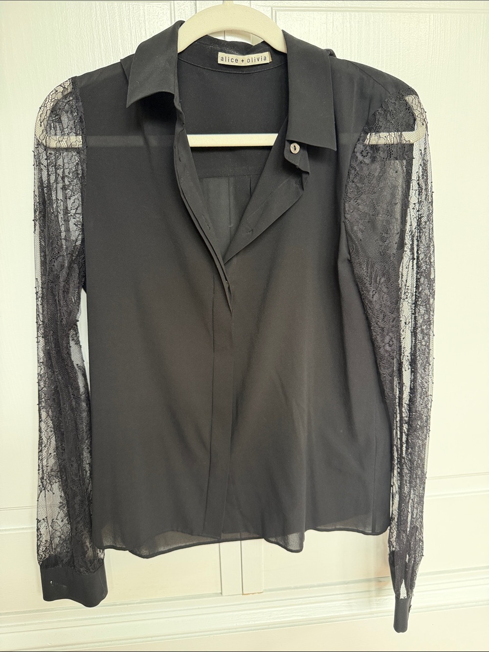 Alice + Olivia lace and silk top size S